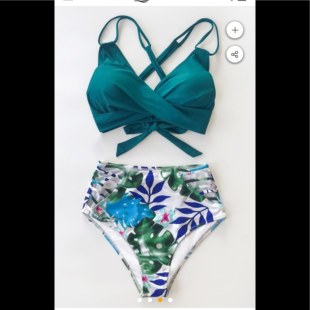 CupShe Floral High Waisted Bikini NWT